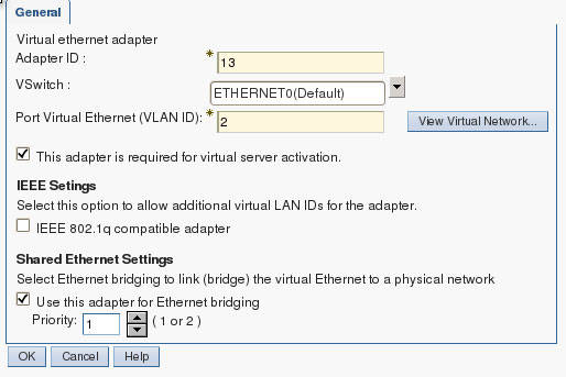Figure 5: Ethernet adapter-3 Port Virtual Ethernet (VLAN ID 2) Priority 1