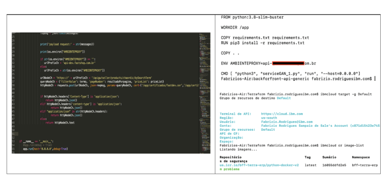 Demonstração do código em Python e o Dockerfile utilizado para criação da imagem