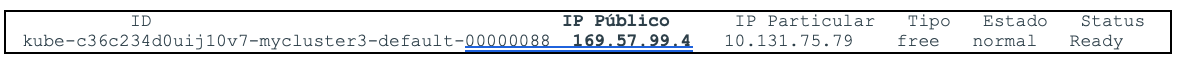 Resultado descrito após o deploy do cluster do Kubernetes, com o IP público que será acessado