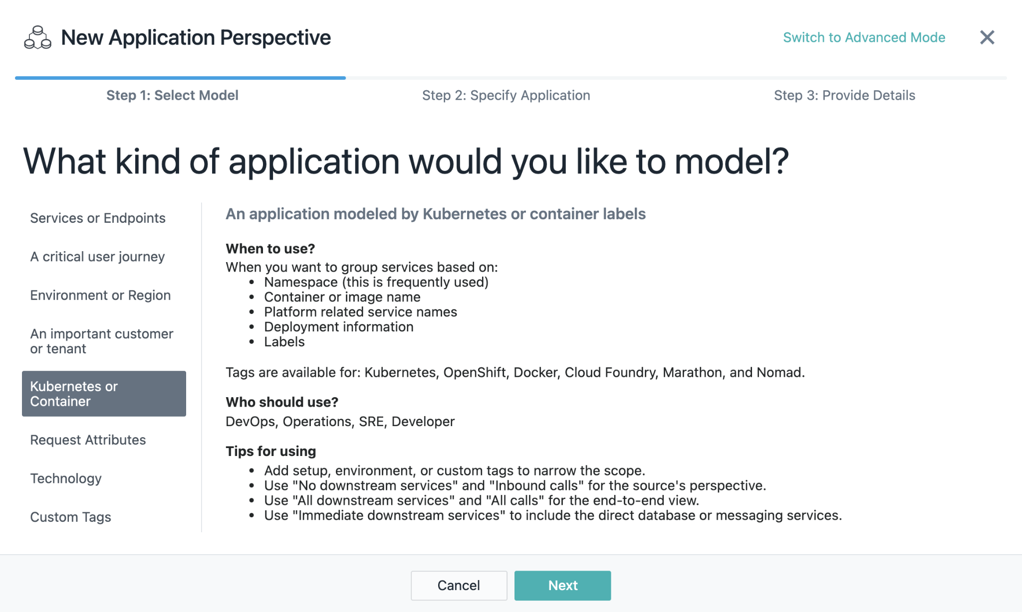 Instana application perspective
