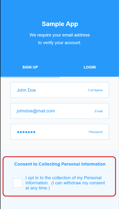 Sample app showing the opt-in feature