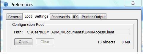 ibm i access client solutions change default user