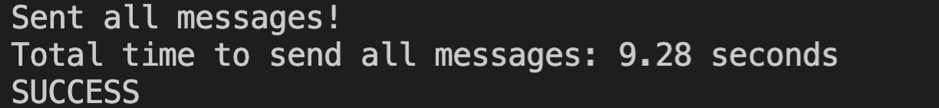 Output showing how long messages took to send