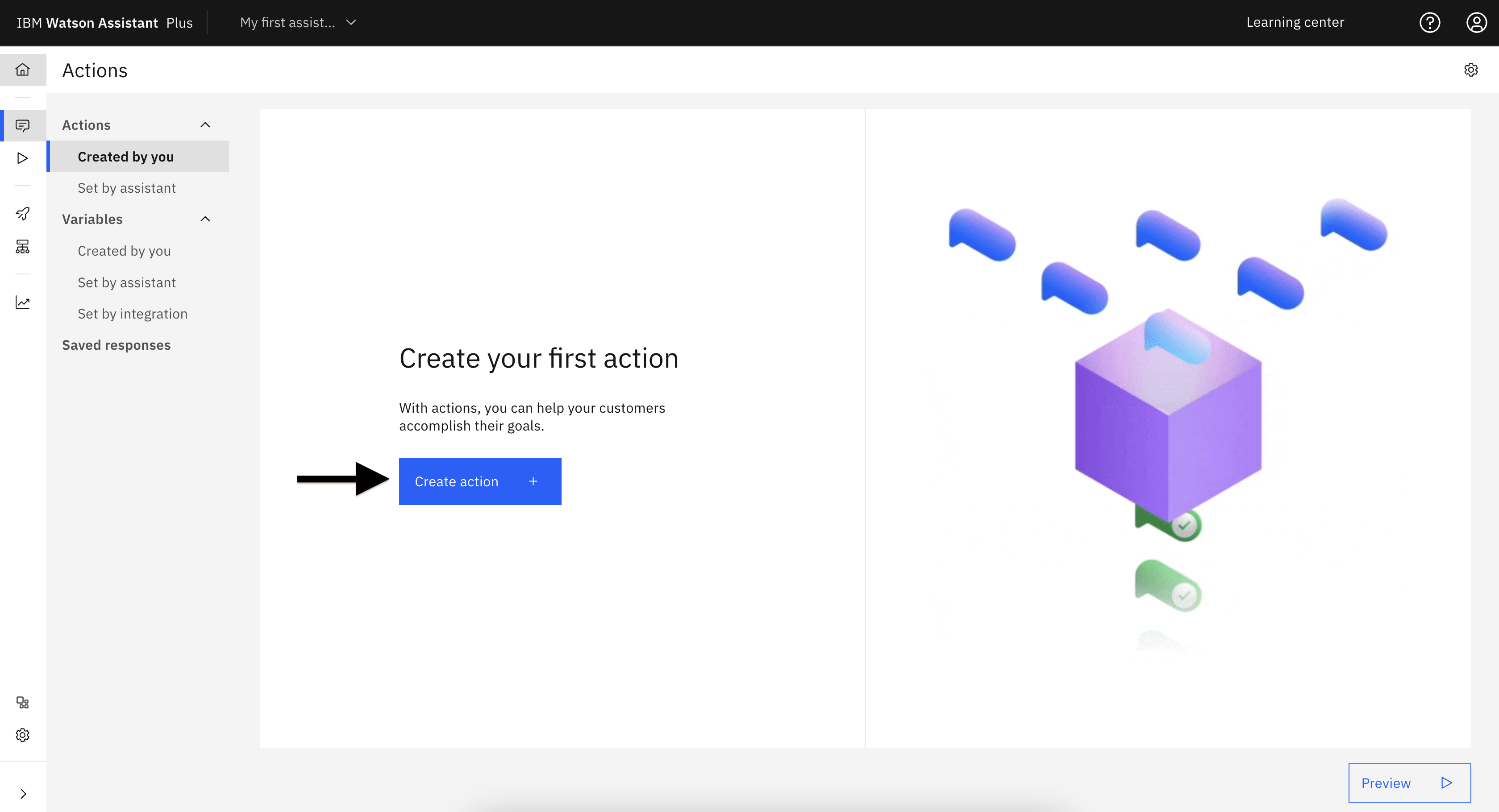 Actions page