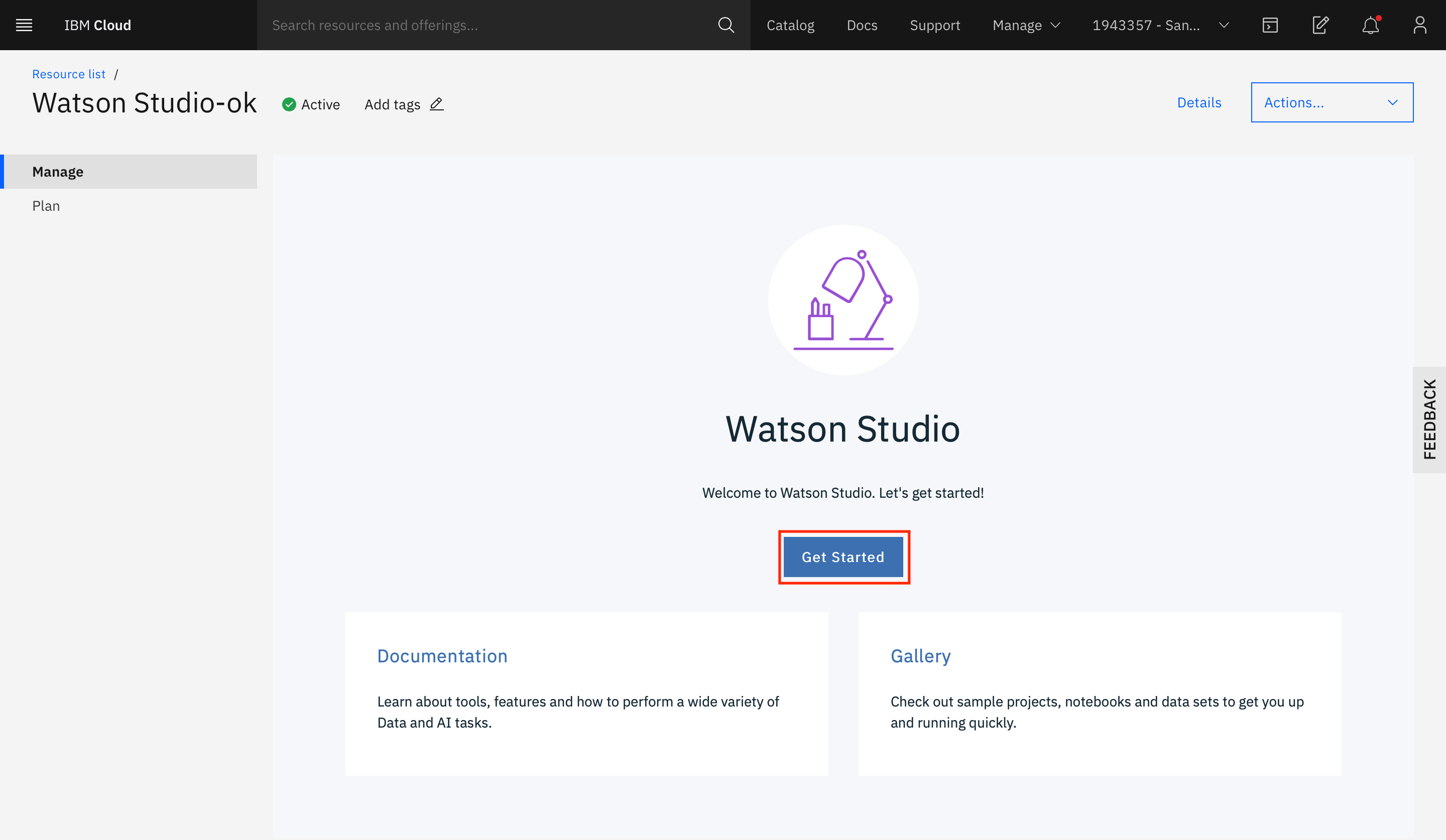 get started on watson studio