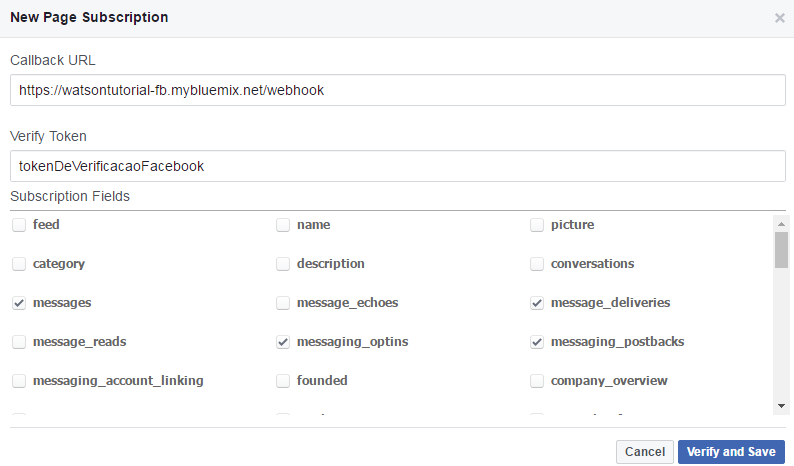 Configurando app do Facebook