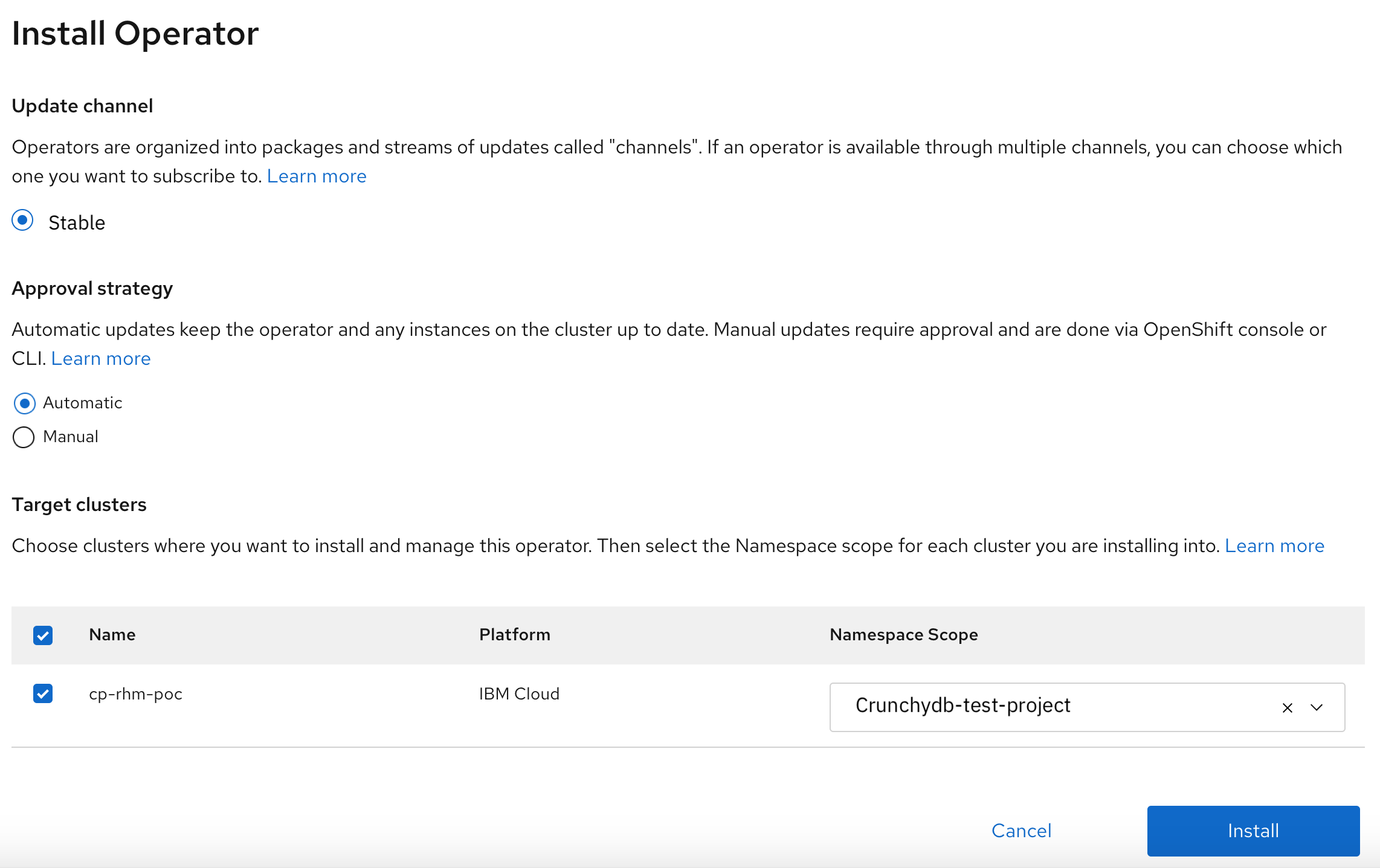 openshift postgresql