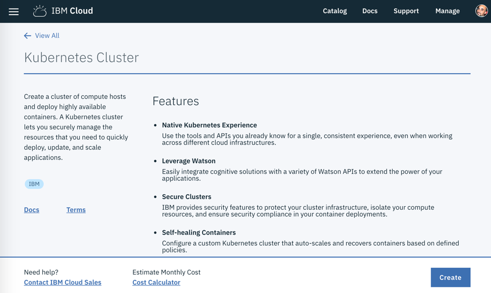 Criação de um novo cluster no IBM Cloud