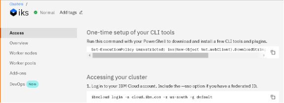 Panel de acceso a las CLI Tools