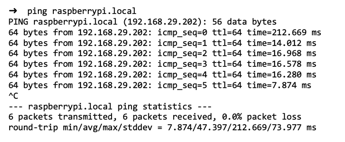 Output from ping command