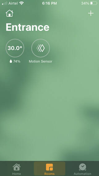 Apple Home app with Temp and Humidity accessories