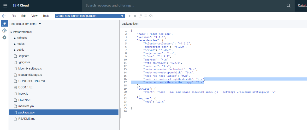 Edit package.json in the Eclipse Orion IDE