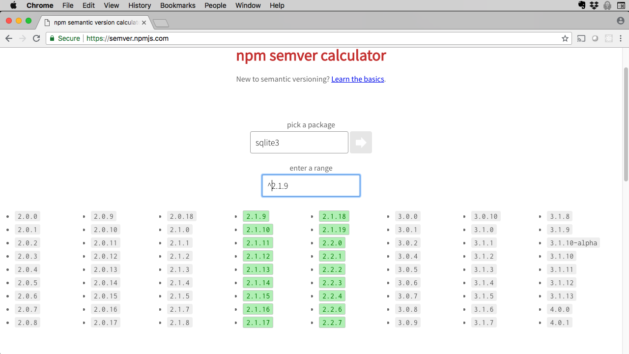Figure 2 npm semver calculator