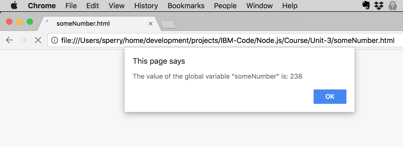 Global variable test in the browser