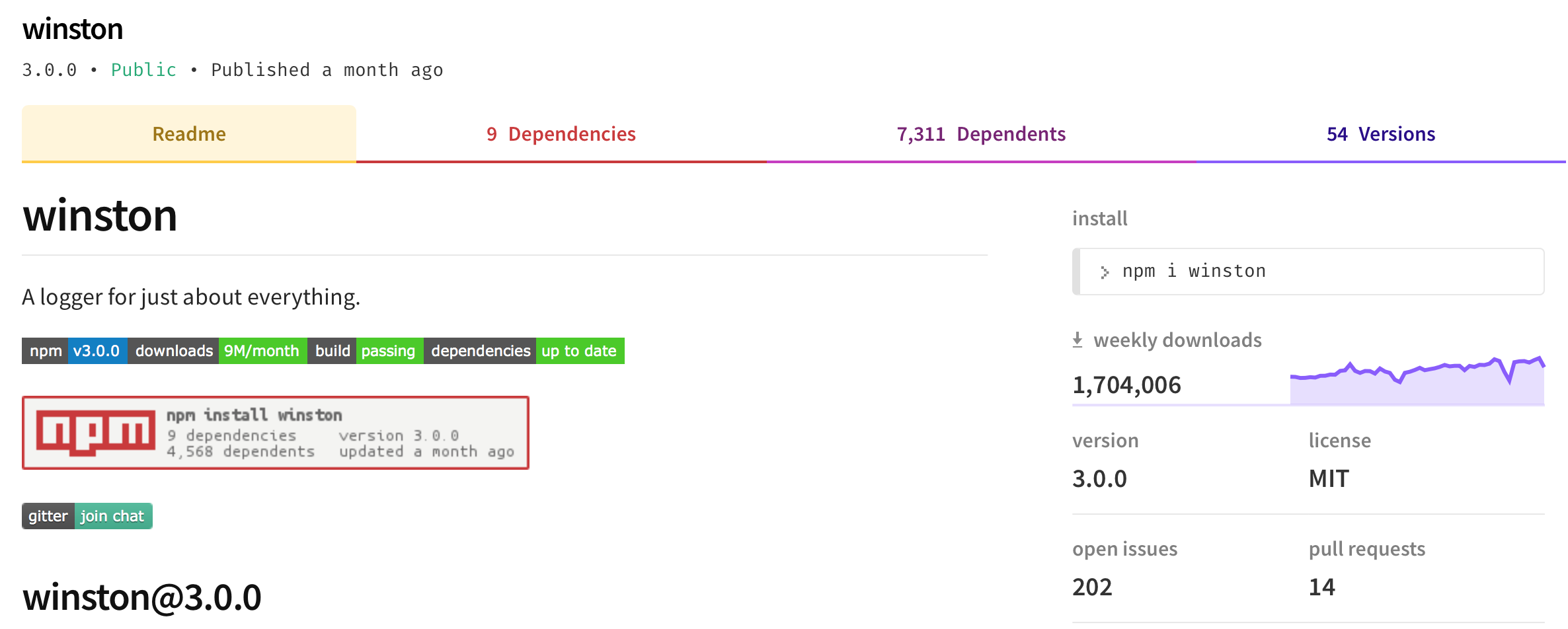 Winston - from npmjs.com