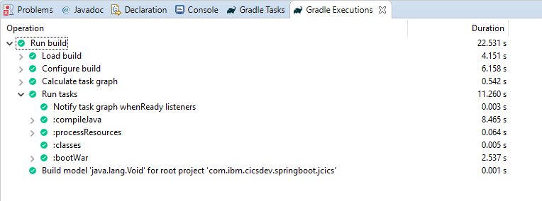 Gradle Executions view
